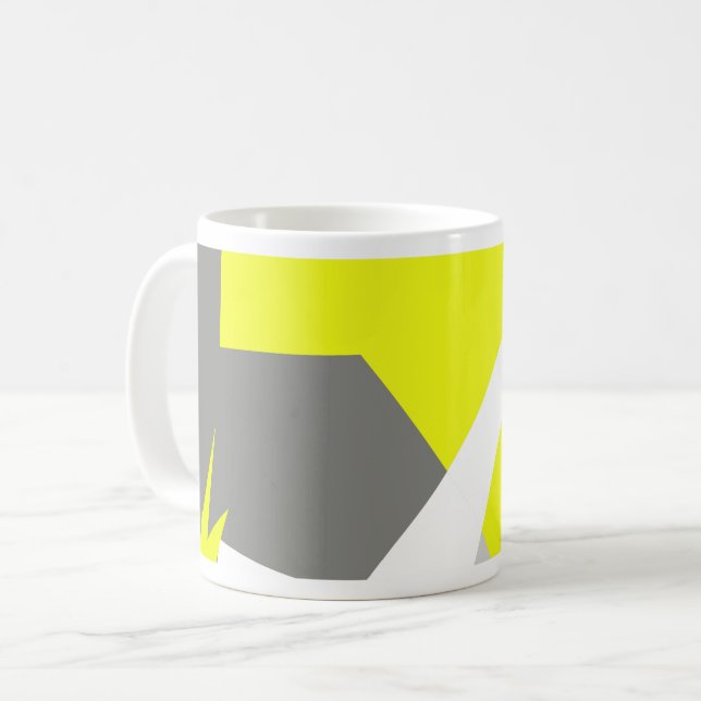 Mug Art Abstrait Énergie gris jaune (Devant gauche)