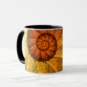Mug Art Abstrait Fleurs Orange Jaune Bleu