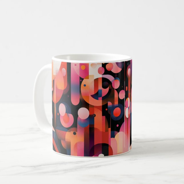 Mug Art abstrait géométrique. rétro vintage (Devant gauche)
