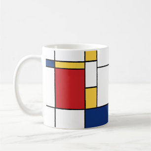 Mug Art abstrait minimaliste Mondrian Couleurs primair