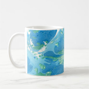 Mug Art Abstrait moderne Bleu Vert Modèle Élégant