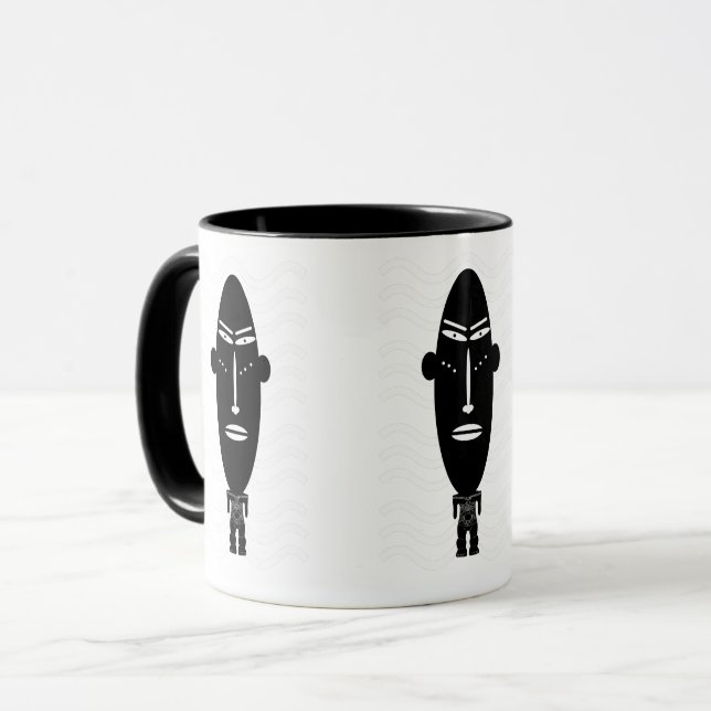 Mug Art abstrait moderne noir et blanc de visage (Devant gauche)