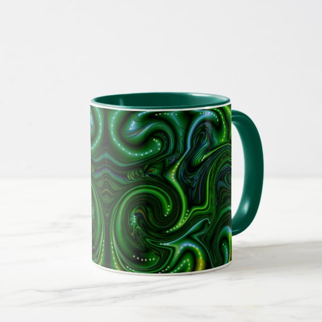 Mug Art Abstrait Tourbillonnant et vert (Devant droit)