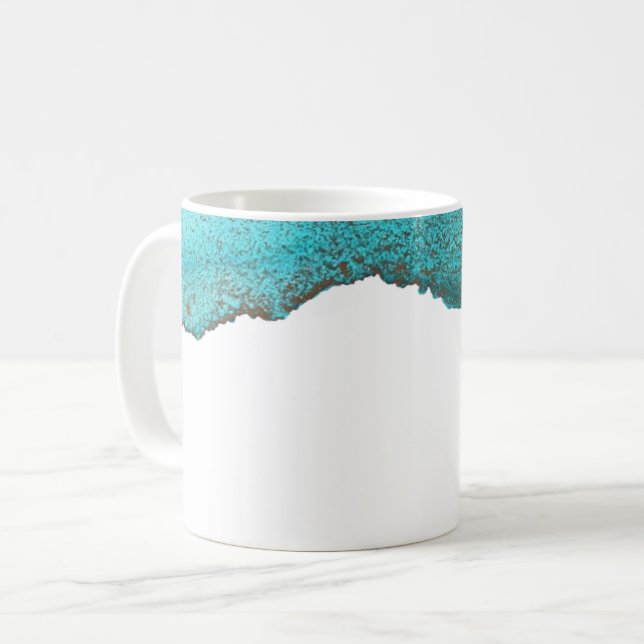 Mug Art Abstrait Turquoise Gold Ink (Devant gauche)