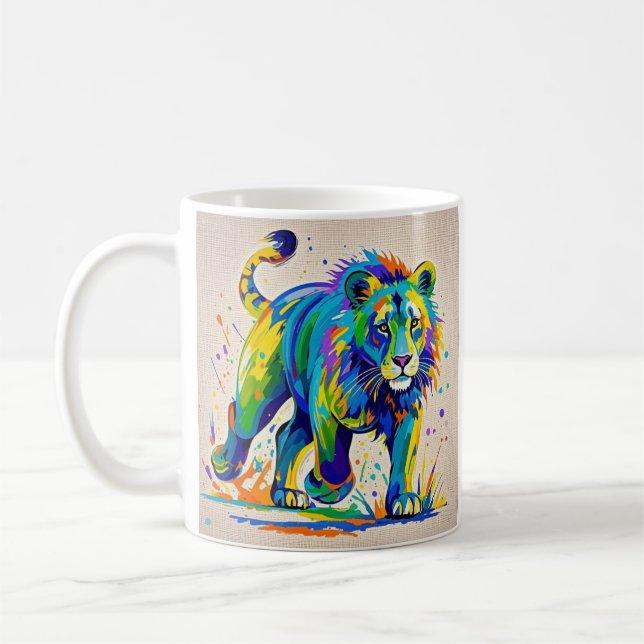 Mug Art animal Lion abstrait coloré (Gauche)