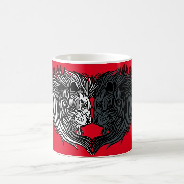 Mug Art animalier Yin Yang, Bataille de Lions (Centre)
