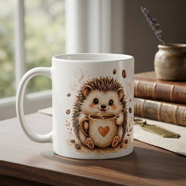 Mug Art aquarelle de hérisson cosy (Créateur téléchargé)