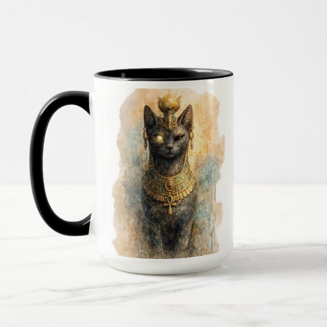 Mug Art aquarelle de la déesse féline Bastet de l'Égyp (Gauche)