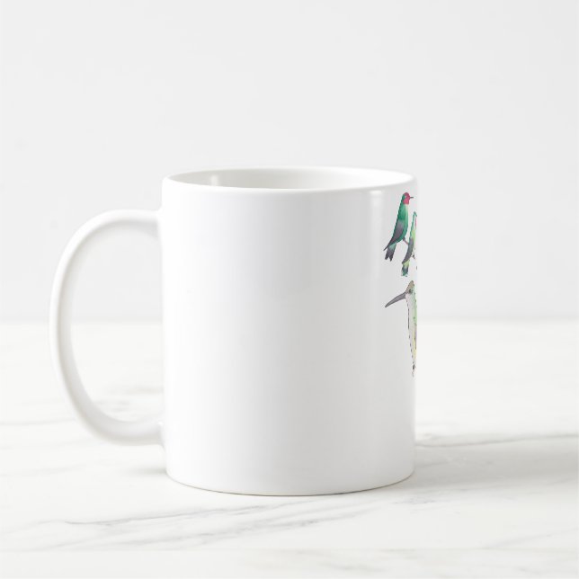 Mug art aquarelle d'espèces de colibris (Gauche)