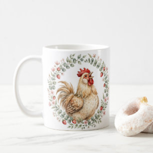 Mug Art aquarelle d'un coq de ferme