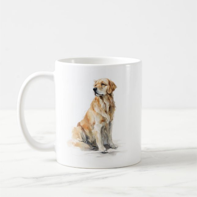 Mug Art aquarelle Golden Retriever (Gauche)