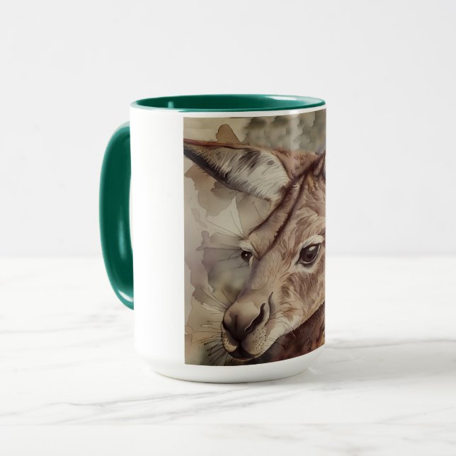 Mug Art aquarelle kangourou  (Devant gauche)