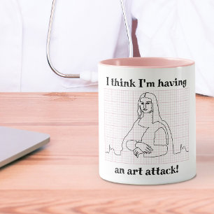Mug Art Attack Funny Mona Lisa EKG Cardiology Pun