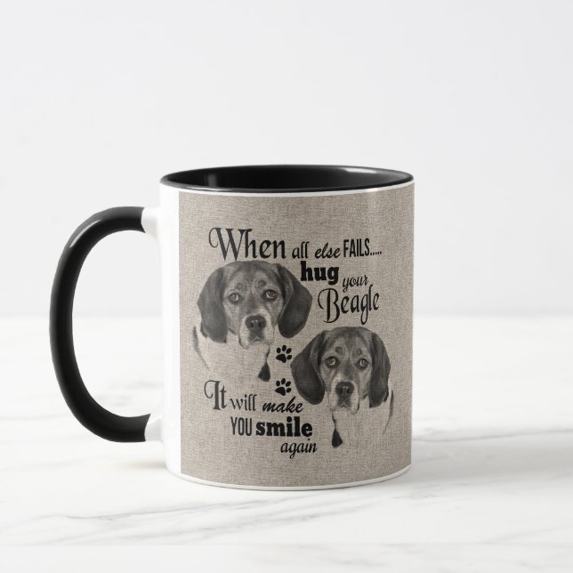 Mug art Beagle quand tout échoue citation (Gauche)