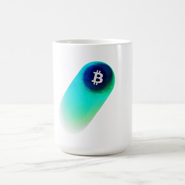 Mug Art Bitcoin (Comète - Style 2, Blanc) (Centre)