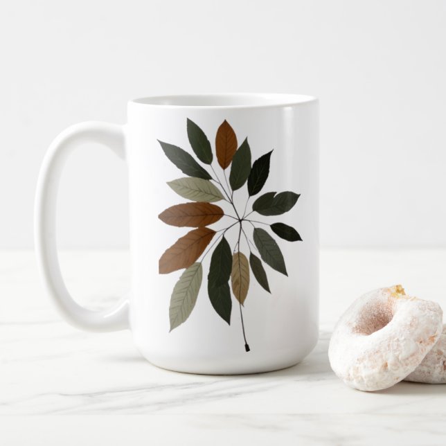 Mug Art botanique de feuilles d'automne  (Avec donut)