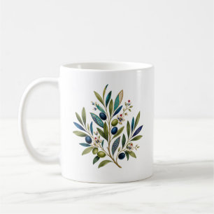 Mug Art botanique de la branche d'olive ottomane