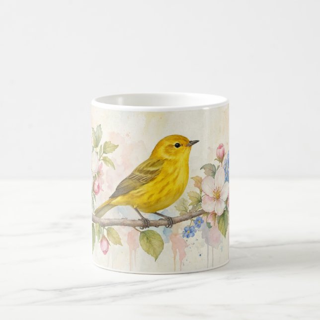 Mug Art botanique de la fleur de Paruline jaune (Centre)