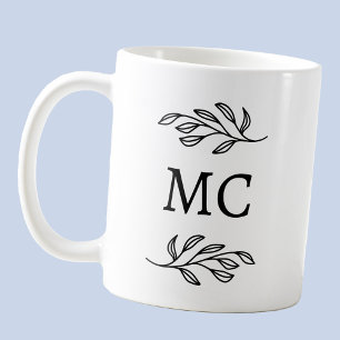 Mug Art botanique de lettres majuscules personnalisées