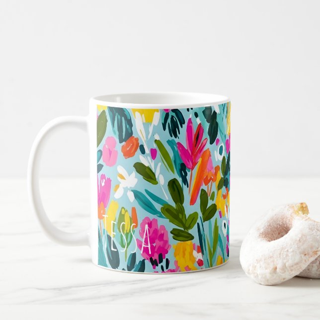 Mug Art botanique pictural coloré (Avec donut)