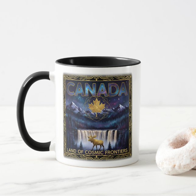 Mug Art céleste de la nature du Canada cosmique (Avec donut)