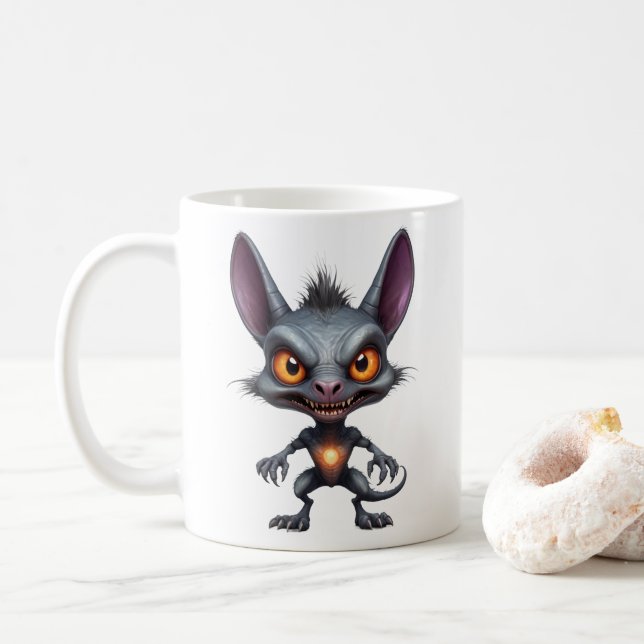 Mug Art Chupacabra foncé Halloween Créature Imaginaire (Avec donut)