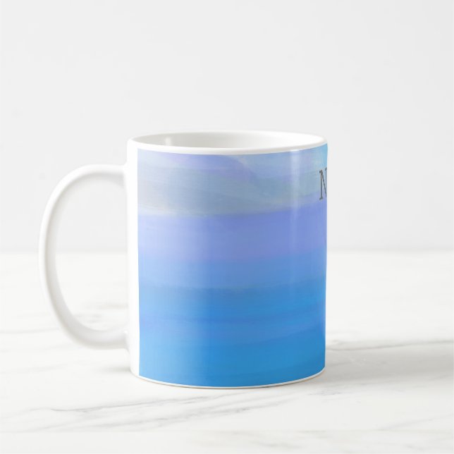 Mug Art contemporain cool Ocean Vibes Blues (Gauche)