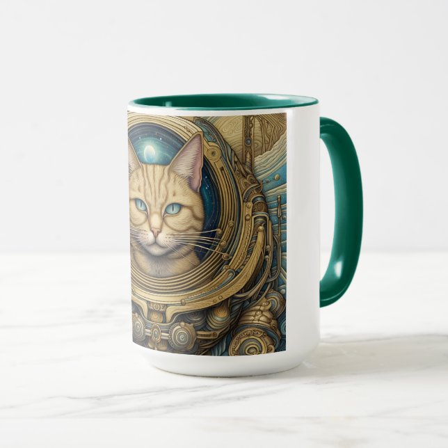 Mug Art cyberpunk astronaute de chat (Devant droit)