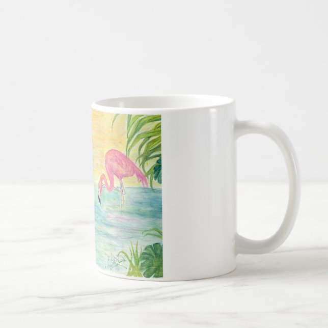 Mug Art d'aquarelle de deux Flamants roses de la (Droite)