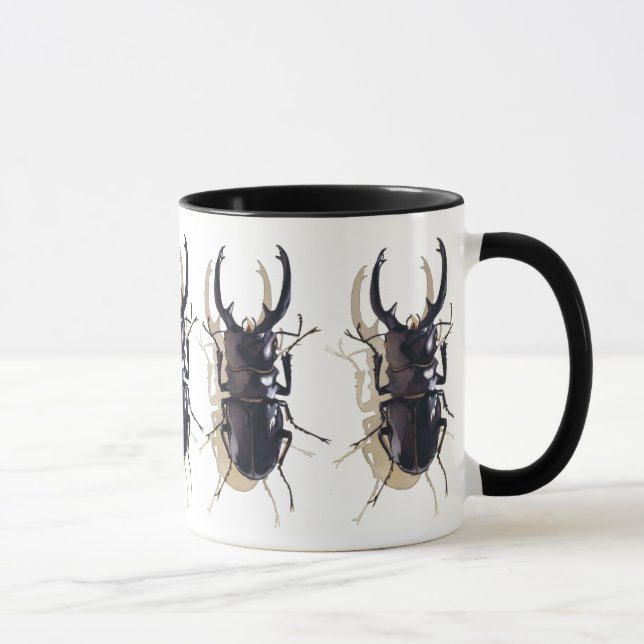 Mug Art d'aquarelle d'insecte "de scarabée de mâle" (Droite)