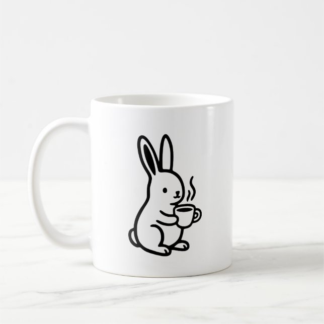 Mug Art de café de lapin assis simple (Gauche)