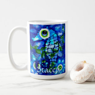 Mug Art de cheval marin aux grands yeux fantaisiste bl