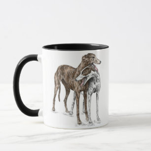 Mug Art de chien de deux amis de lévrier