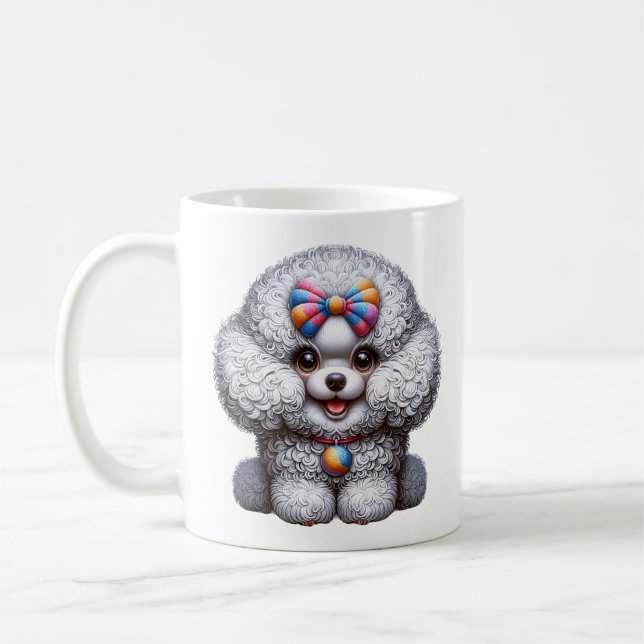 Mug Art de chien duveteux adorable (Gauche)