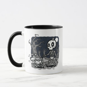 Mug Art de chien squelette marchant Halloween