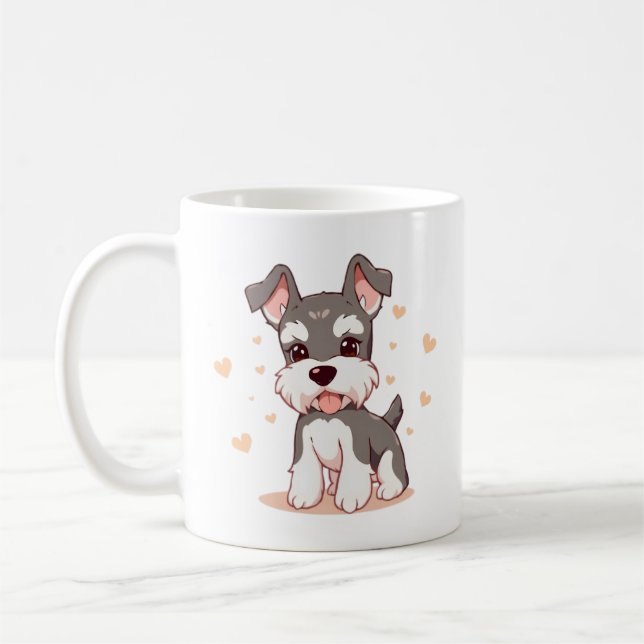 Mug Art de Chiot Schnauzer Mignon Kawaii (Gauche)