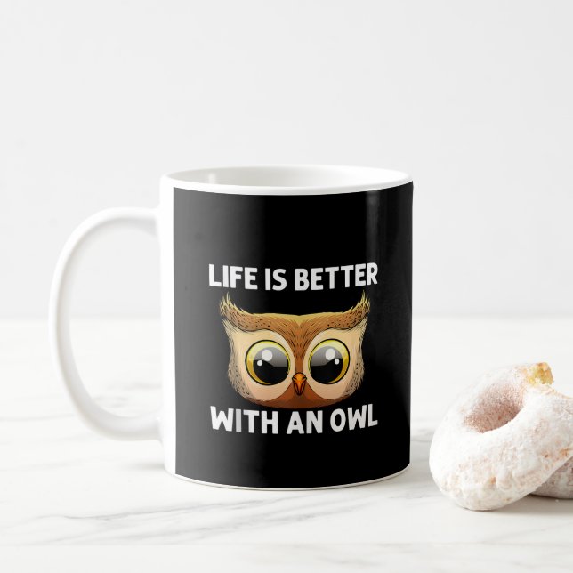 Mug Art de chouette cool pour hommes femmes oiseau noc (Avec donut)