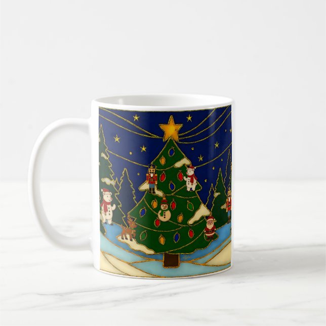 Mug Art de cloisonné Forêt fantaisiste Noël classique  (Gauche)