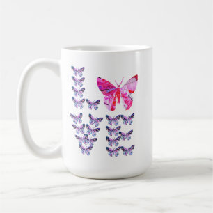Mug art de collage unique PAPILLONS orthographiant AMO