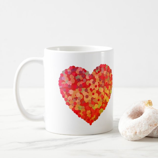 Mug Art de confettis de cœur abstrait (Avec donut)