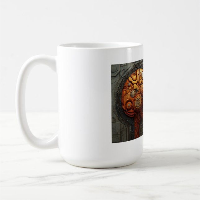 Mug Art de couple d'androïde cyberpunk biomécanique (Gauche)