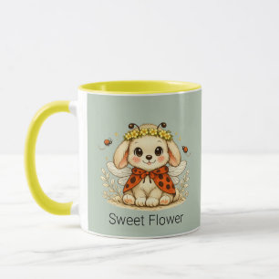 Mug Art de couronne de fleurs de lapin de fantaisie vi