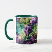 Art de couronne florale de paon en verre coloré