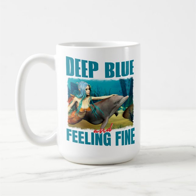 Mug Art de dauphin sirène bleu profond et se sentant b (Gauche)