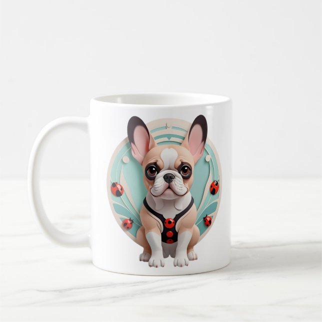 Mug Art de découpe du papier pastel de Bulldog françai (Gauche)