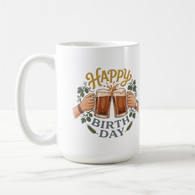 Mug Art de fête d'anniversaire de bière vintage (Gauche)