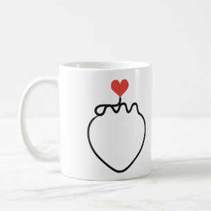 Mug Art de fraise minimaliste en une ligne avec cœur r