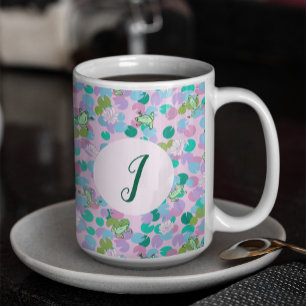 Mug Art de grenouille mignonne Monogramme personnalisé