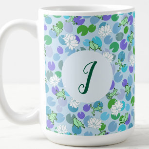 Mug Art de grenouille mignonne Monogramme personnalisé