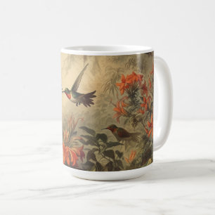 Mug Art de jardin vintage avec colibris et fleurs sauv
